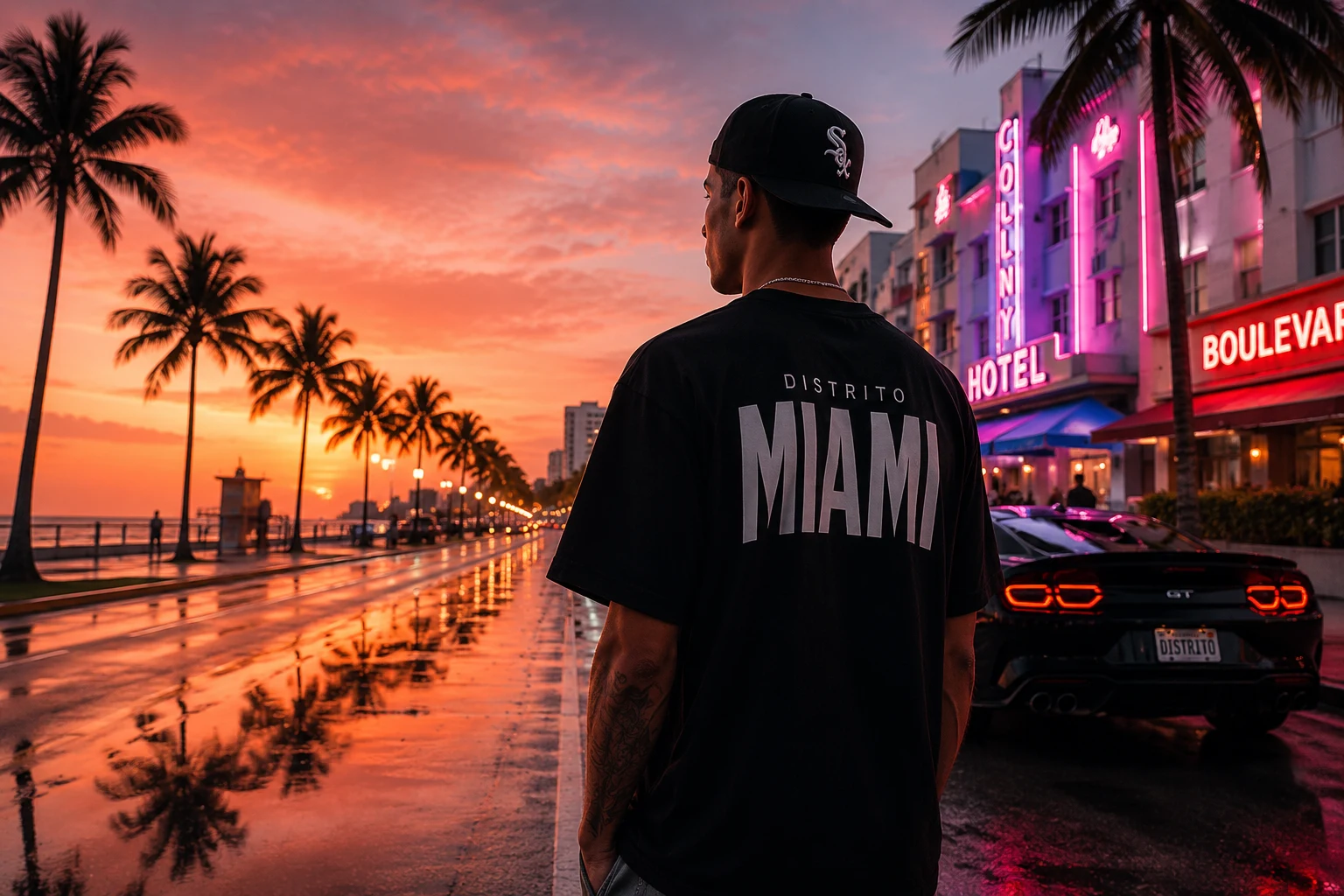 Atardecer en Miami con moda urbana
